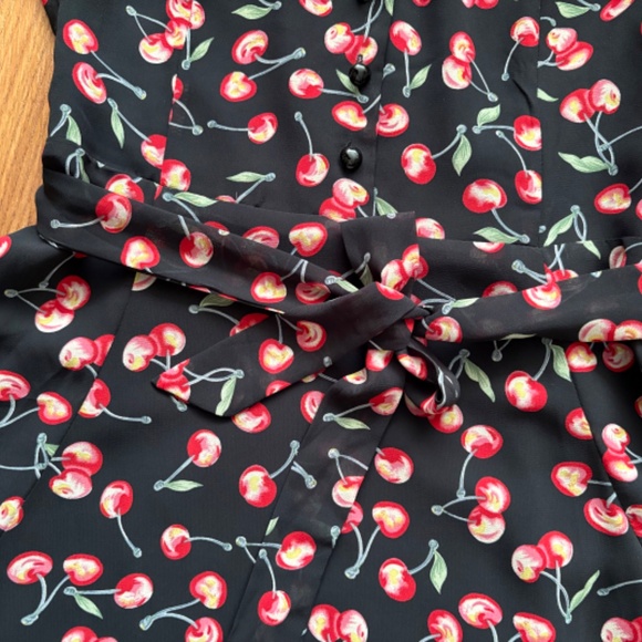 Collectif Black and Cherry Retro Flare Dress - Picture 7 of 12